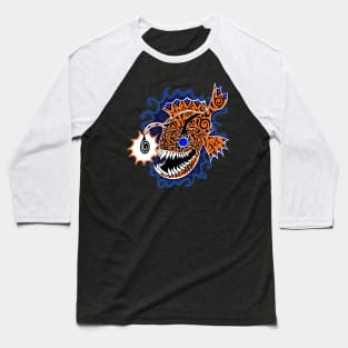 Anglerfish doodle style - Orange, Baseball T-Shirt